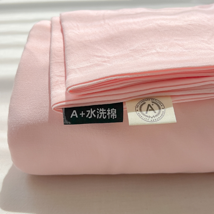 91家纺网 家纺一手货源 找家纺 温眠家纺 2025新款水洗棉色织单床单系列-单枕套 奶粉