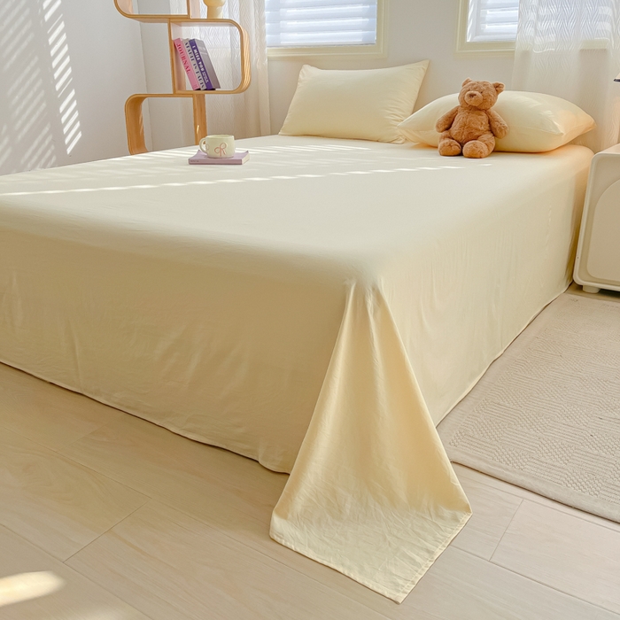 91家纺网 家纺一手货源 找家纺 温眠家纺 2025新款水洗棉色织单床单系列-单枕套 奶黄