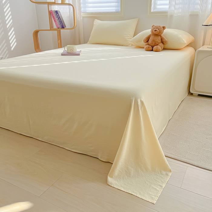 91家纺网 家纺一手货源 找家纺 温眠家纺 2025新款水洗棉色织单床单系列-单枕套 奶黄