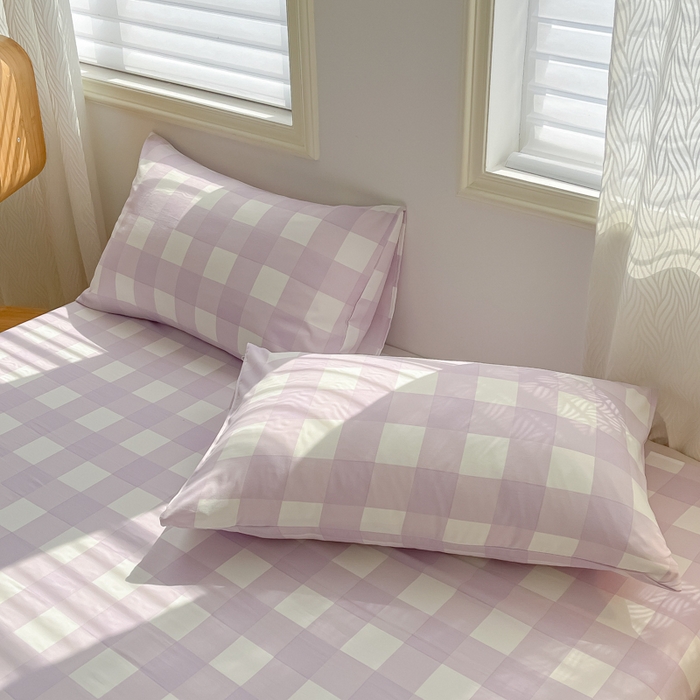 温眠家纺 2025新款水洗棉色织单床单系列-单枕套 奶酪葡萄