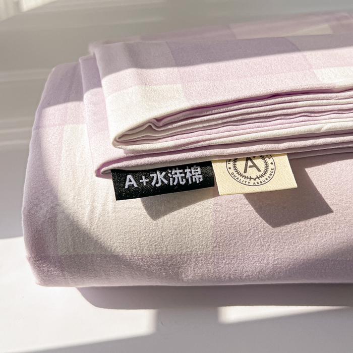 91家纺网 家纺一手货源 找家纺 温眠家纺 2025新款水洗棉色织单床单系列-单枕套 奶酪葡萄