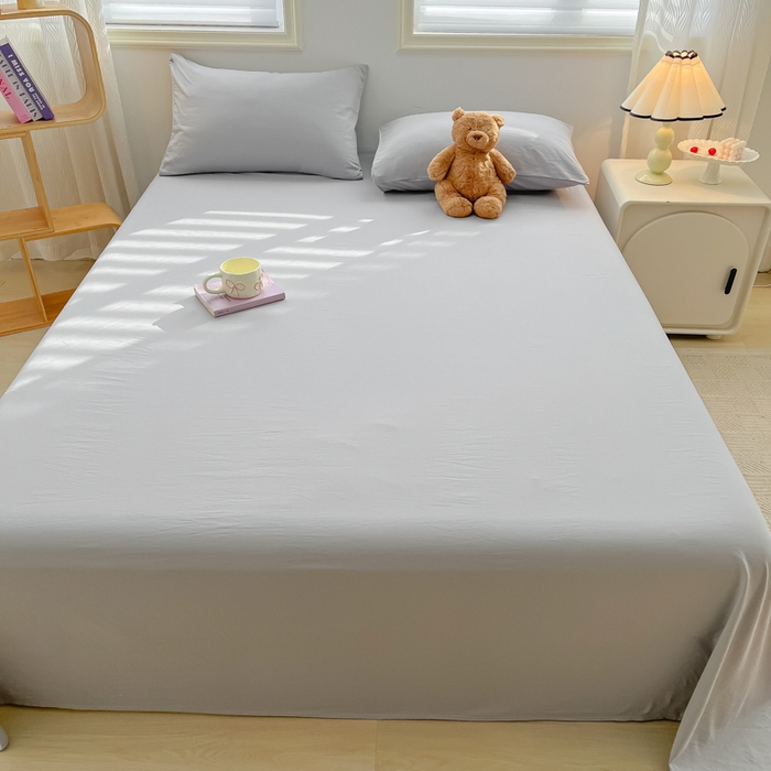 91家纺网 家纺一手货源 找家纺 温眠家纺 2025新款水洗棉色织单床单系列-单枕套 浅灰