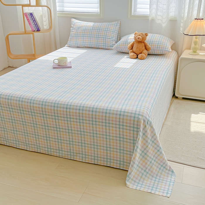 91家纺网 家纺一手货源 找家纺 温眠家纺 2025新款水洗棉色织单床单系列-单枕套 软糖