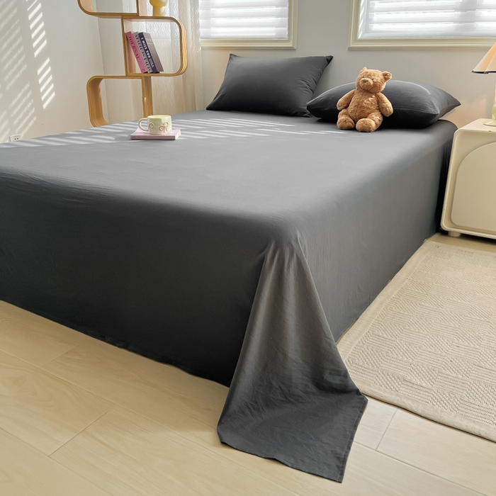 91家纺网 家纺一手货源 找家纺 温眠家纺 2025新款水洗棉色织单床单系列-单枕套 深灰