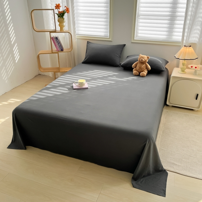 91家纺网 家纺一手货源 找家纺 温眠家纺 2025新款水洗棉色织单床单系列-单枕套 深灰