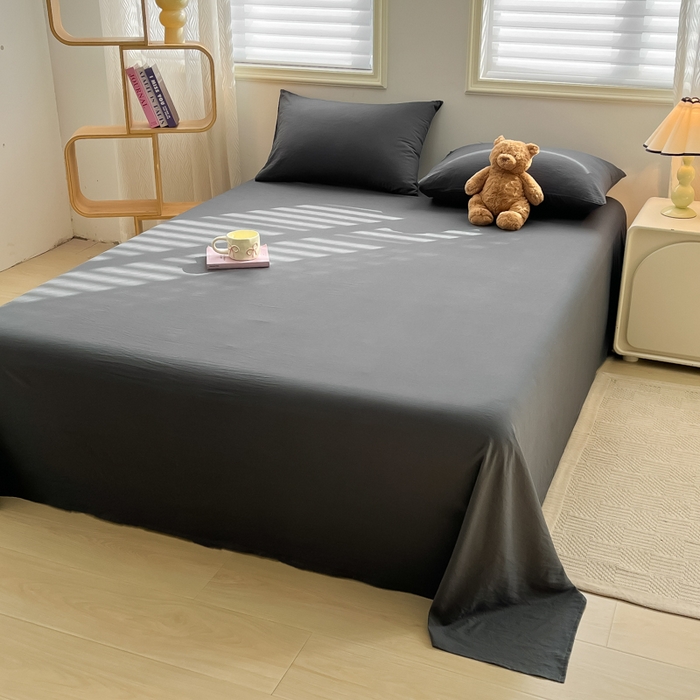 91家纺网 家纺一手货源 找家纺 温眠家纺 2025新款水洗棉色织单床单系列-单枕套 深灰