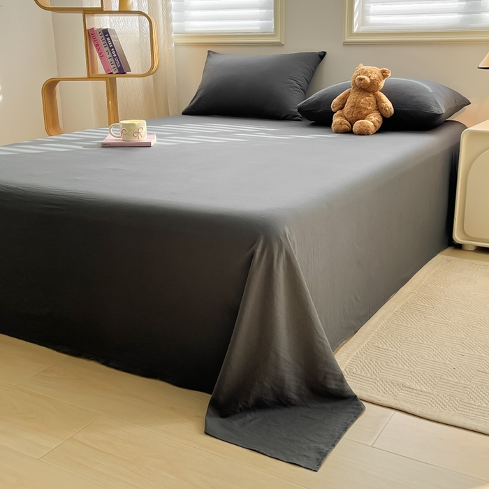 91家纺网 家纺一手货源 找家纺 温眠家纺 2025新款水洗棉色织单床单系列-单枕套 深灰