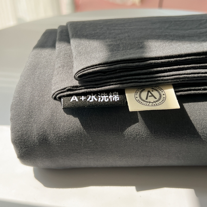 91家纺网 家纺一手货源 找家纺 温眠家纺 2025新款水洗棉色织单床单系列-单枕套 深灰