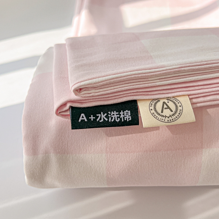 91家纺网 家纺一手货源 找家纺 温眠家纺 2025新款水洗棉色织单床单系列-单枕套 元气桃桃