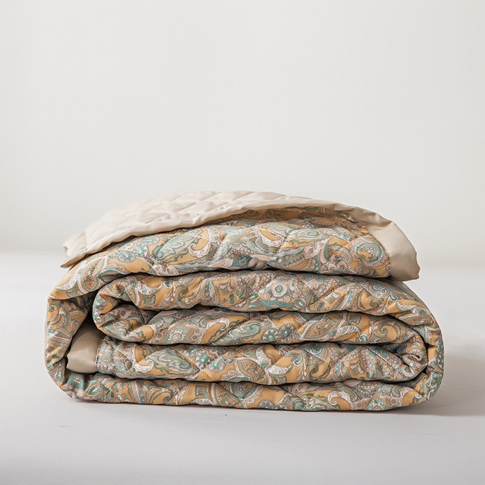 91家纺网 家纺一手货源 找家纺 恩和家纺 2026新款50s莱赛尔天丝床盖被法式飞边款四件套 繁花