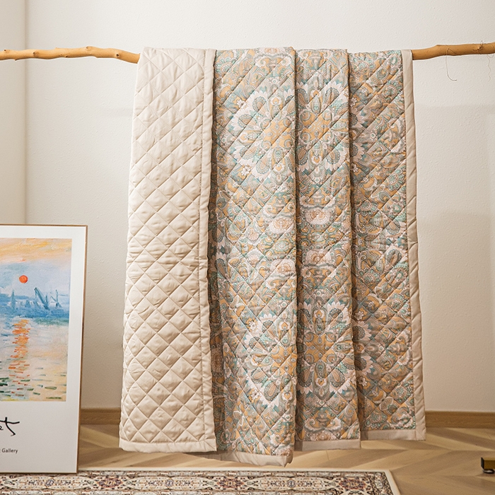 91家纺网 家纺一手货源 找家纺 恩和家纺 2026新款50s莱赛尔天丝床盖被法式飞边款四件套 繁花