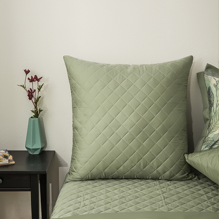 91家纺网 家纺一手货源 找家纺 恩和家纺 2026新款50s莱赛尔天丝床盖被美式对角款四件套 箬叶