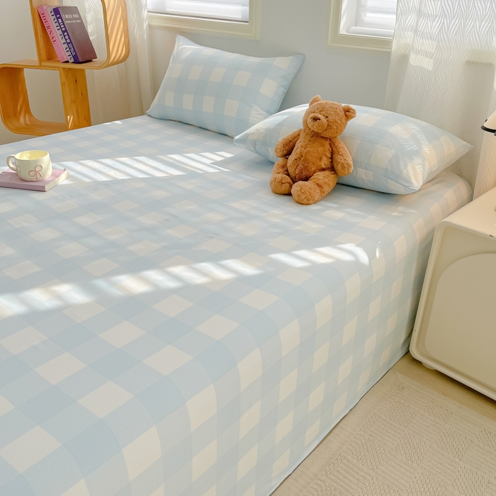 91家纺网 家纺一手货源 找家纺 温眠家纺 2025新款水洗棉色织单床单系列-床拍 海盐气泡