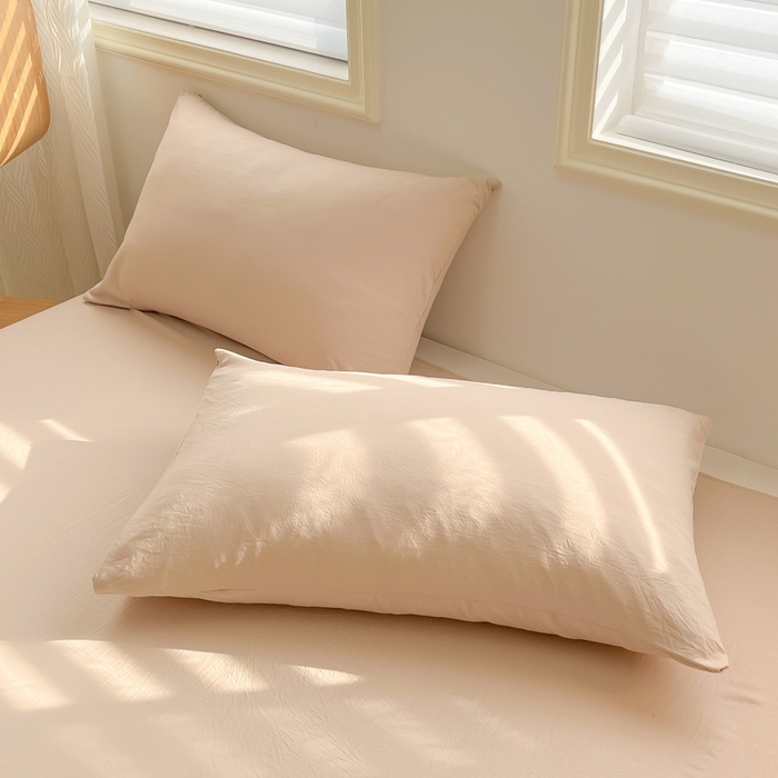 91家纺网 家纺一手货源 找家纺 温眠家纺 2025新款水洗棉色织单床单系列-床拍 奶茶