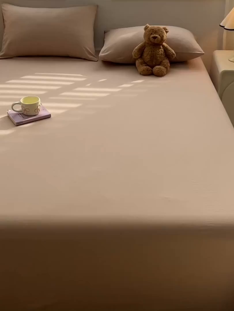 91家纺网 家纺一手货源 找家纺 温眠家纺 2025新款水洗棉色织单床单系列-床拍 奶茶