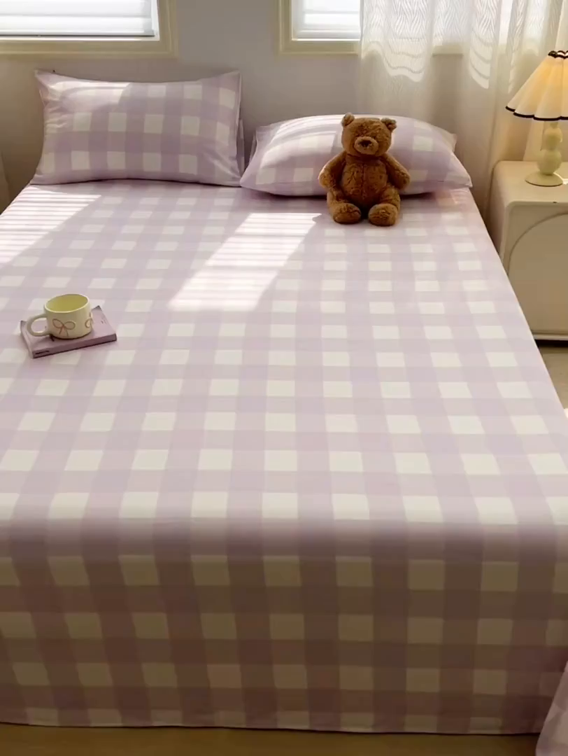 91家纺网 家纺一手货源 找家纺 温眠家纺 2025新款水洗棉色织单床单系列-床拍 奶酪葡萄