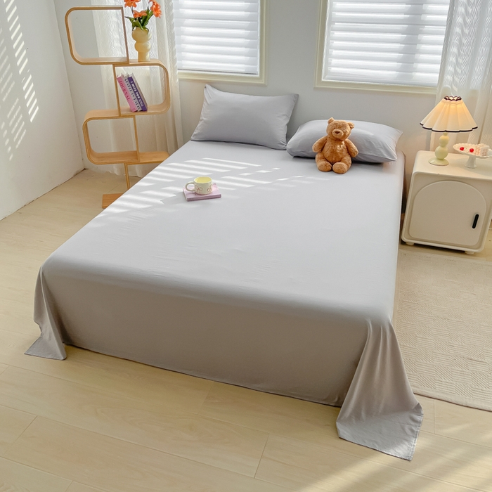 91家纺网 家纺一手货源 找家纺 温眠家纺 2025新款水洗棉色织单床单系列-床拍 浅灰