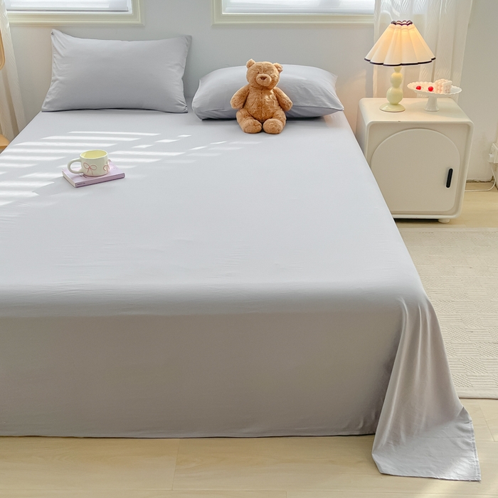 91家纺网 家纺一手货源 找家纺 温眠家纺 2025新款水洗棉色织单床单系列-床拍 浅灰