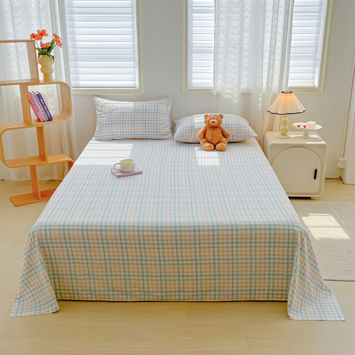 温眠家纺 2025新款水洗棉色织单床单系列-床拍 软糖