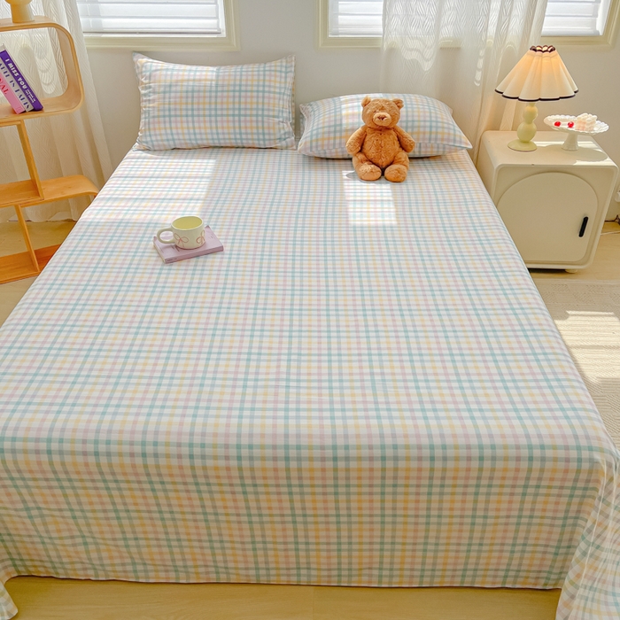 91家纺网 家纺一手货源 找家纺 温眠家纺 2025新款水洗棉色织单床单系列-床拍 软糖