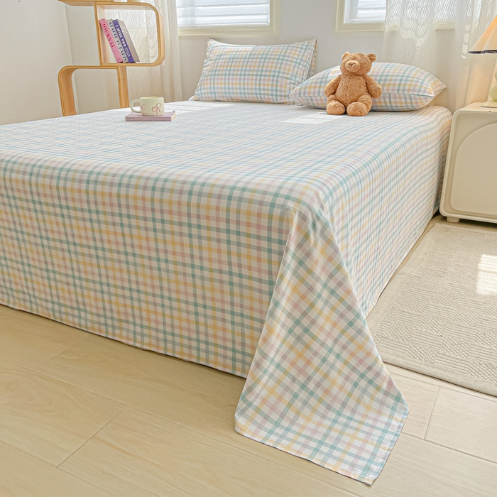 91家纺网 家纺一手货源 找家纺 温眠家纺 2025新款水洗棉色织单床单系列-床拍 软糖