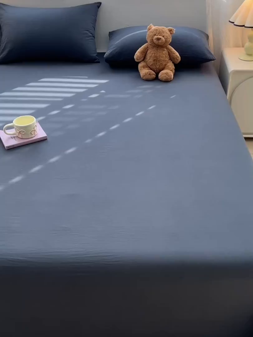 91家纺网 家纺一手货源 找家纺 温眠家纺 2025新款水洗棉色织单床单系列-床拍 深灰