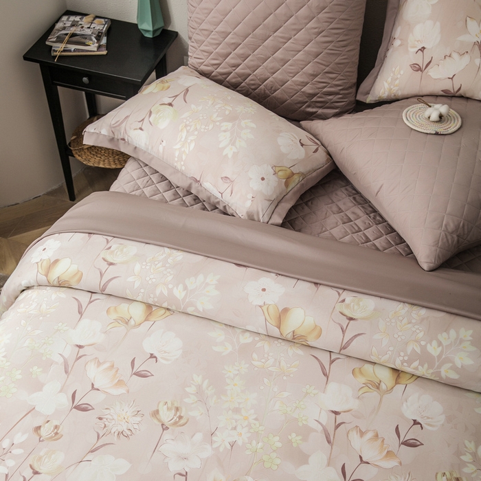 91家纺网 家纺一手货源 找家纺 （总）恩和家纺 2026新款50s莱赛尔天丝套件美式对角款床盖多件套