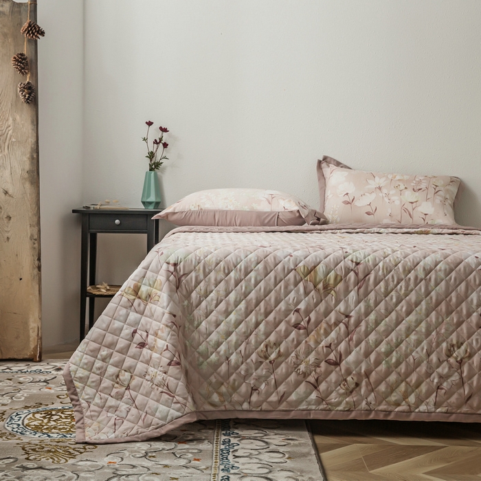 91家纺网 家纺一手货源 找家纺 （总）恩和家纺 2026新款50s莱赛尔天丝套件美式对角款床盖多件套