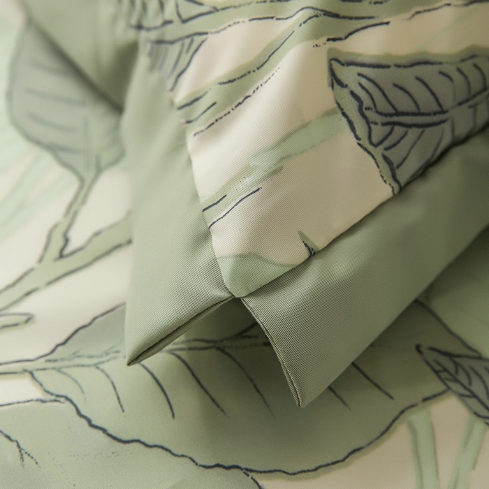 91家纺网 家纺一手货源 找家纺 恩和家纺 2026新款50s莱赛尔天丝套件美式对角款床盖多件套 箬叶