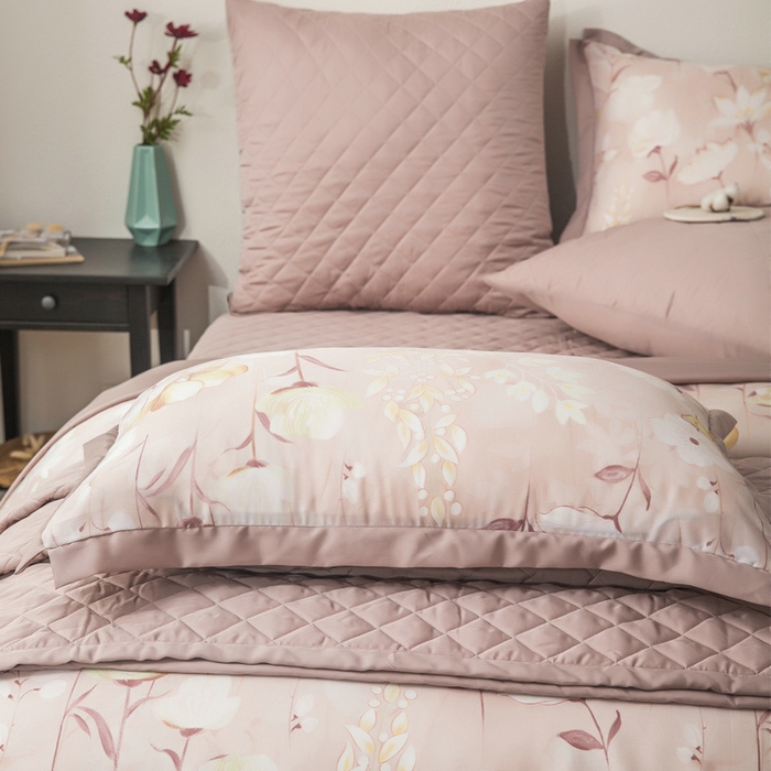 91家纺网 家纺一手货源 找家纺 恩和家纺 2026新款50s莱赛尔天丝套件美式对角款床盖多件套 美拉