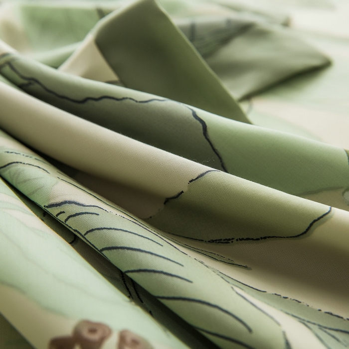 91家纺网 家纺一手货源 找家纺 恩和家纺 2026新款50s莱赛尔天丝套件美式对角款床盖多件套 箬叶