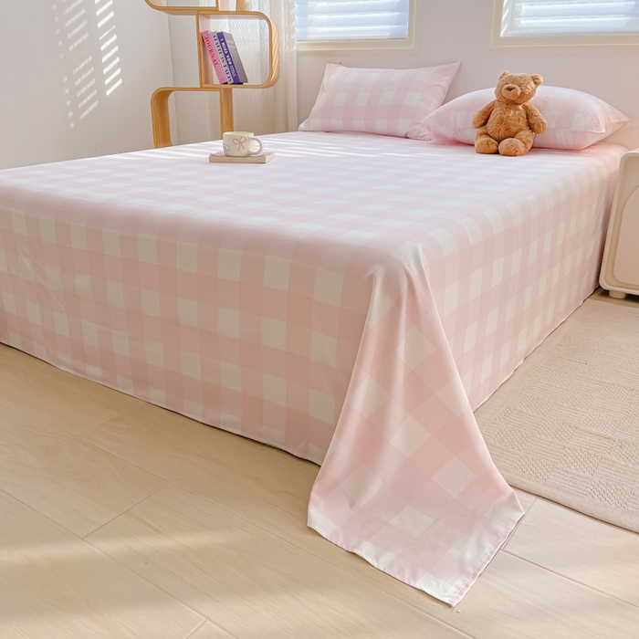 91家纺网 家纺一手货源 找家纺 温眠家纺 2025新款水洗棉色织单床单系列-床拍 元气桃桃