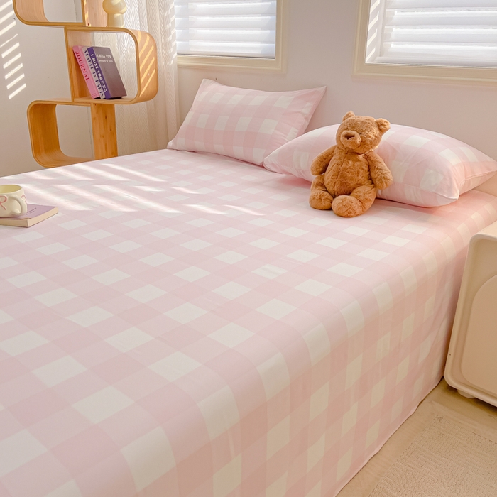 91家纺网 家纺一手货源 找家纺 温眠家纺 2025新款水洗棉色织单床单系列-床拍 元气桃桃