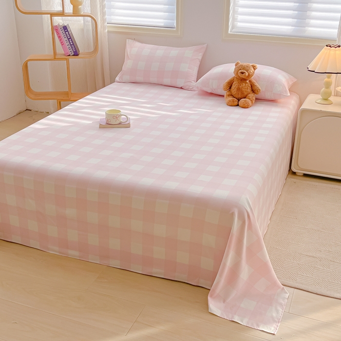 91家纺网 家纺一手货源 找家纺 温眠家纺 2025新款水洗棉色织单床单系列-床拍 元气桃桃