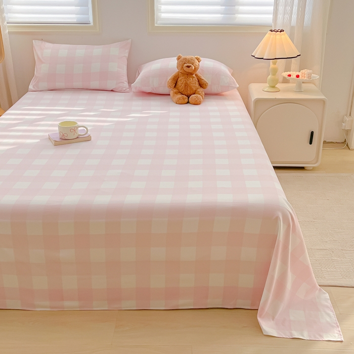 91家纺网 家纺一手货源 找家纺 温眠家纺 2025新款水洗棉色织单床单系列-床拍 元气桃桃