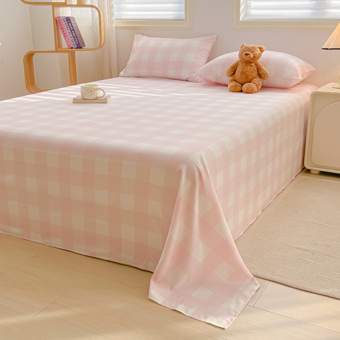 91家纺网 家纺一手货源 找家纺 温眠家纺 2025新款水洗棉色织单床单系列-床拍 元气桃桃