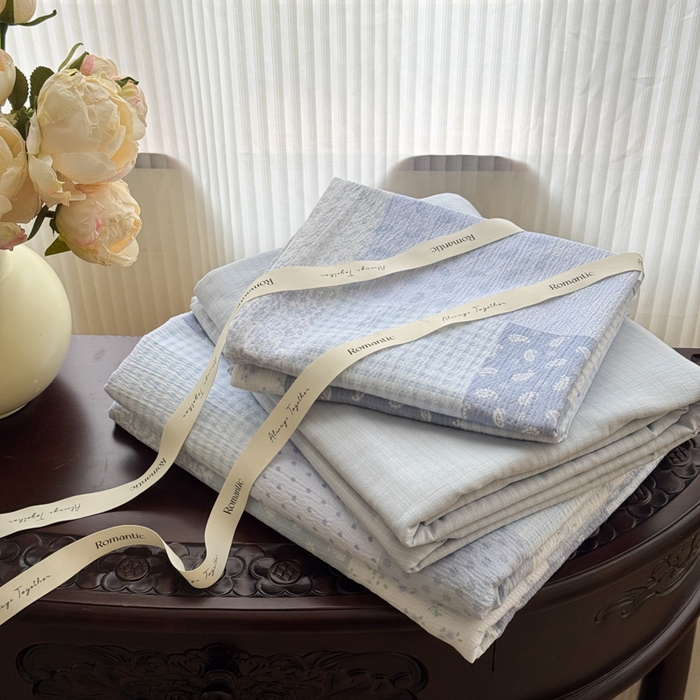 91家纺网 家纺一手货源 找家纺 （总）温眠家纺 2025新款云感针织双层纱四件套