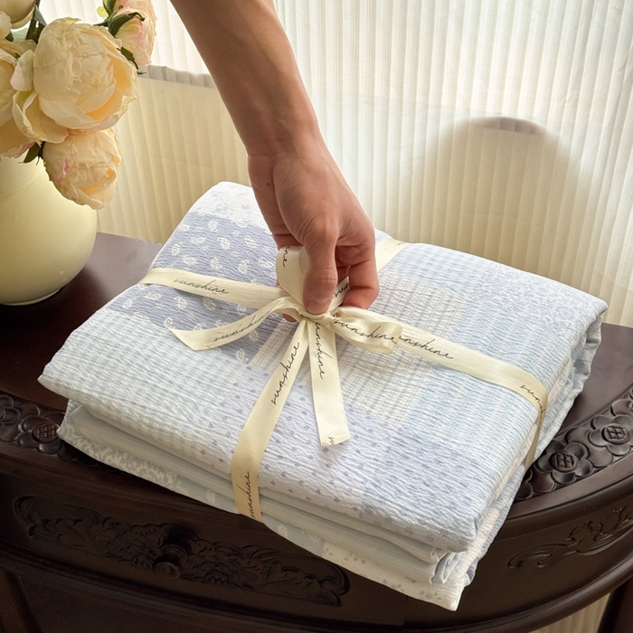 91家纺网 家纺一手货源 找家纺 （总）温眠家纺 2025新款云感针织双层纱四件套