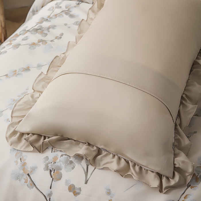 91家纺网 家纺一手货源 找家纺 （总）恩和家纺 2026新款50s莱赛尔天丝法式花边款法式飞边床盖四件套