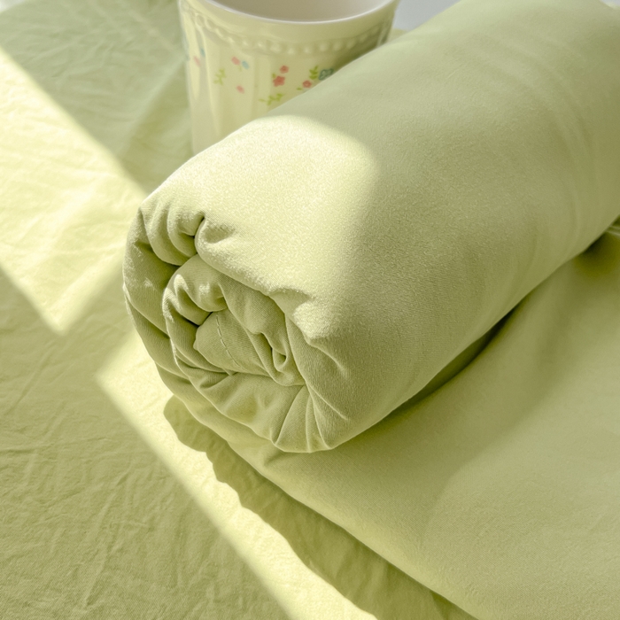 91家纺网 家纺一手货源 找家纺 温眠家纺 2025新款水洗棉色织单床单系列-叠拍 豆绿