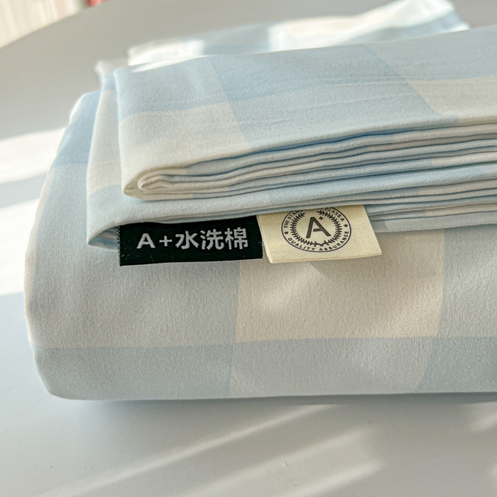 91家纺网 家纺一手货源 找家纺 温眠家纺 2025新款水洗棉色织单床单系列-叠拍 海盐气泡