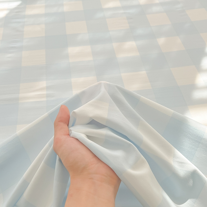 91家纺网 家纺一手货源 找家纺 温眠家纺 2025新款水洗棉色织单床单系列-叠拍 海盐气泡