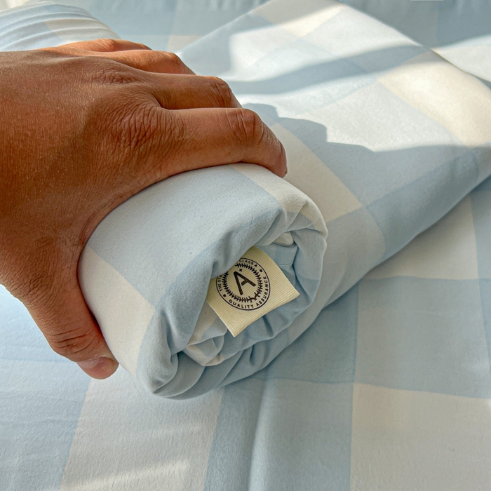 91家纺网 家纺一手货源 找家纺 温眠家纺 2025新款水洗棉色织单床单系列-叠拍 海盐气泡