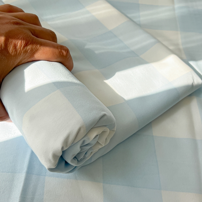 91家纺网 家纺一手货源 找家纺 温眠家纺 2025新款水洗棉色织单床单系列-叠拍 海盐气泡