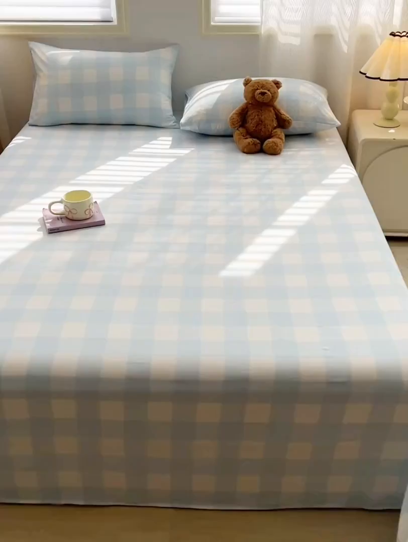 91家纺网 家纺一手货源 找家纺 温眠家纺 2025新款水洗棉色织单床单系列-叠拍 海盐气泡