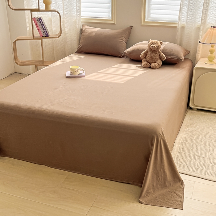 91家纺网 家纺一手货源 找家纺 温眠家纺 2025新款水洗棉色织单床单系列-叠拍 咖啡