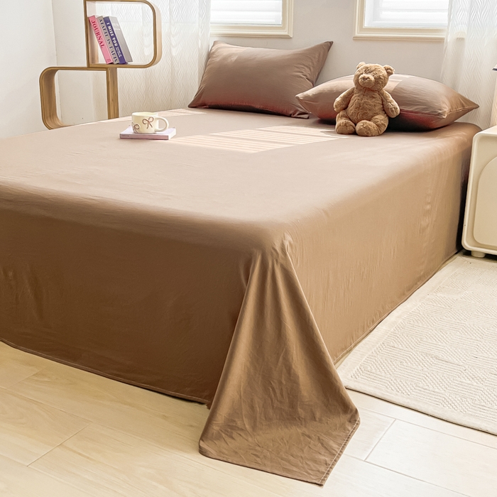 91家纺网 家纺一手货源 找家纺 温眠家纺 2025新款水洗棉色织单床单系列-叠拍 咖啡