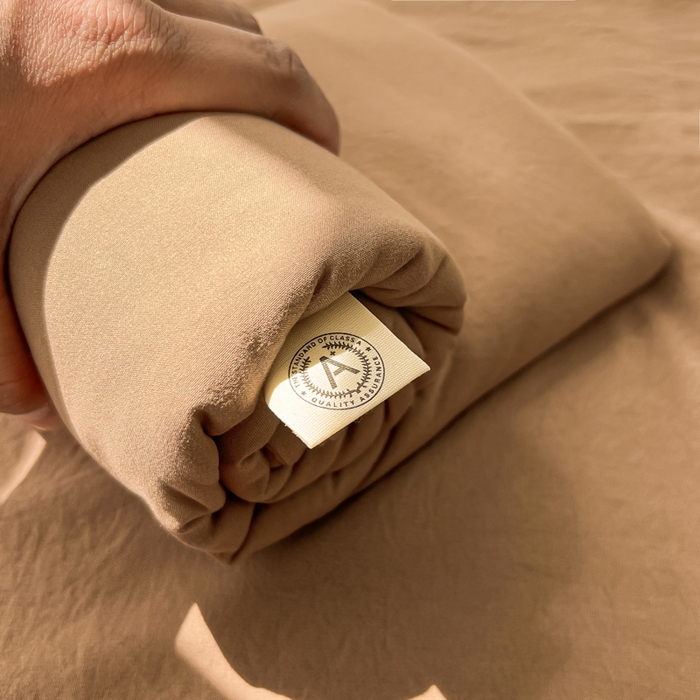 91家纺网 家纺一手货源 找家纺 温眠家纺 2025新款水洗棉色织单床单系列-叠拍 咖啡