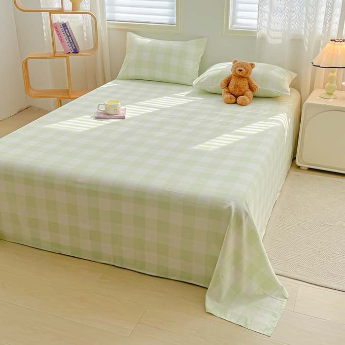 91家纺网 家纺一手货源 找家纺 温眠家纺 2025新款水洗棉色织单床单系列-叠拍 茉莉青提