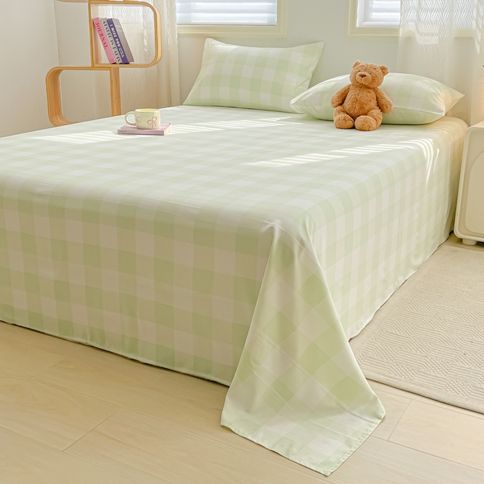 91家纺网 家纺一手货源 找家纺 温眠家纺 2025新款水洗棉色织单床单系列-叠拍 茉莉青提